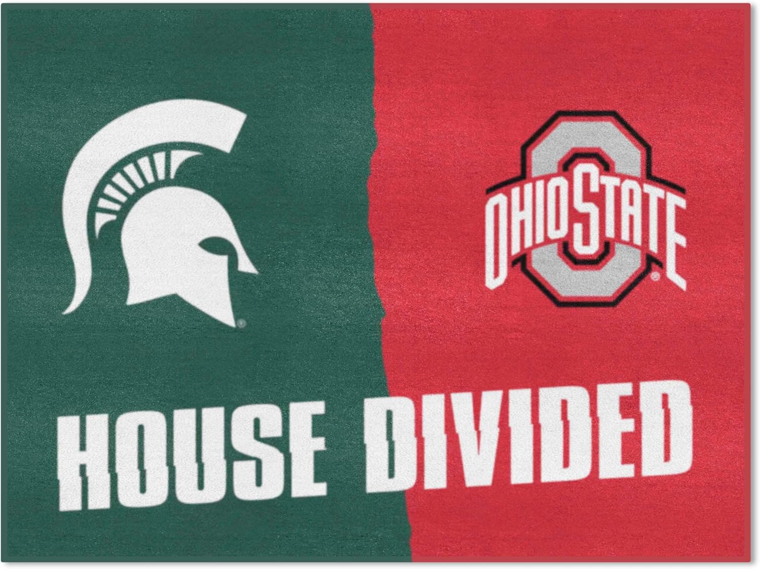 FANMATS 22316 Michigan State / Ohio State House Divided Rug - 34 in. x 42.5 in.