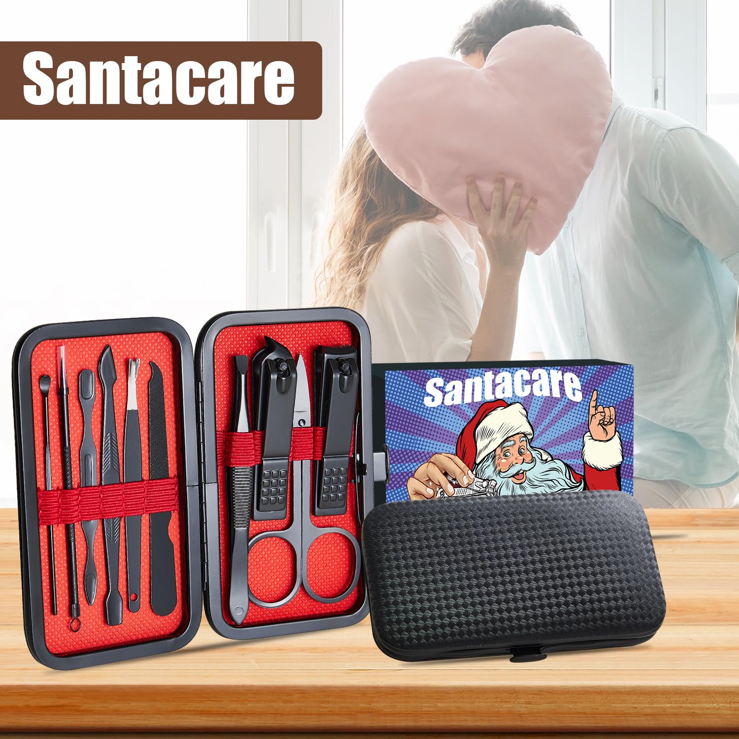 Juego de manicura 10 en 1 para hombre, kit de cortaúñas de viaje para hombres y mujeres, kit de aseo de uñas para hombres, cumpleaños, día de Acción de Gracias, regalos para él, ella, niños, niñas, 7