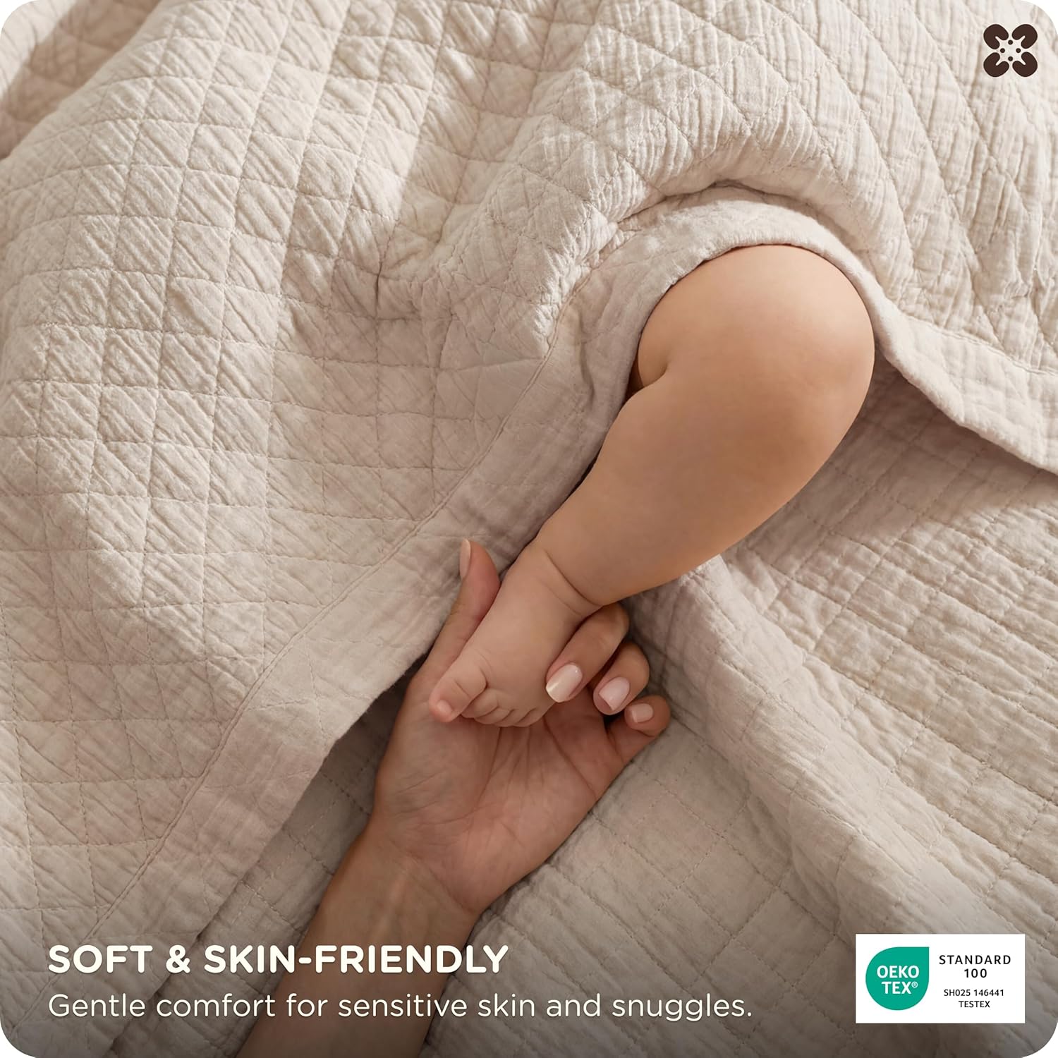 Bedsure 100% Cotton Muslin Throw Blanket 8-Layer Blanket Twin XL, Breathable & Substantial Oeko TEX Gauze Bedding, PureWoven All-Season Moisture-Wicking, Softens After Wash, Linen Beige, 66"x90"