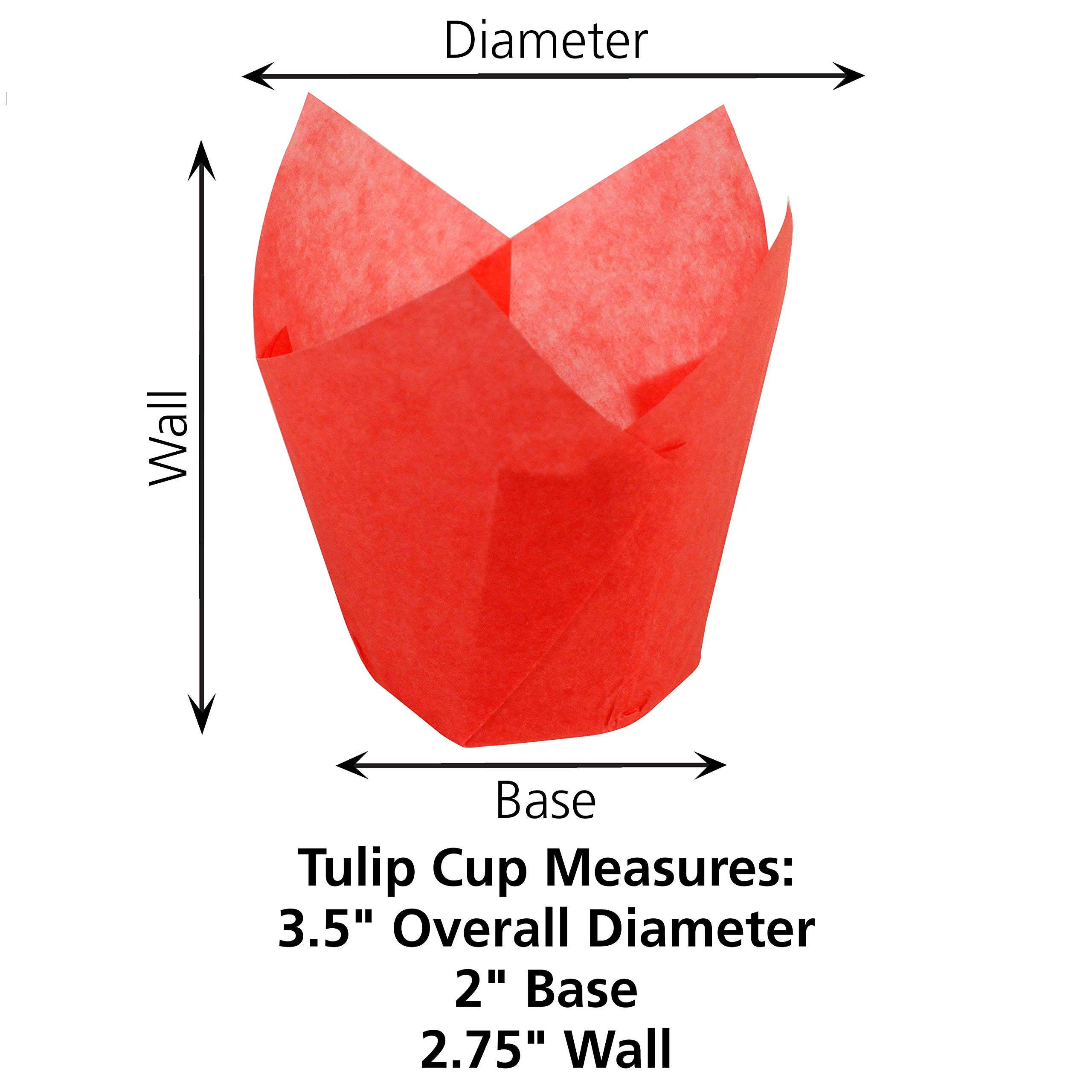 Hoffmaster 611102 - Envoltura para magdalenas, diseño de tulipán, 5 cm de diámetro x 8 cm de alto, pequeño, rojo (10 paquetes de 250)