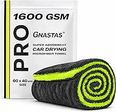 Microfiber Cloth for Car, 1600 GSM, 40x60 cm, 1 Pc, Neon Green/Dark Grey | Twisted Loop Super Absorbent Drying Towel with Edgeless Design, Plush Pile & Lint-Free Detailing Cloth