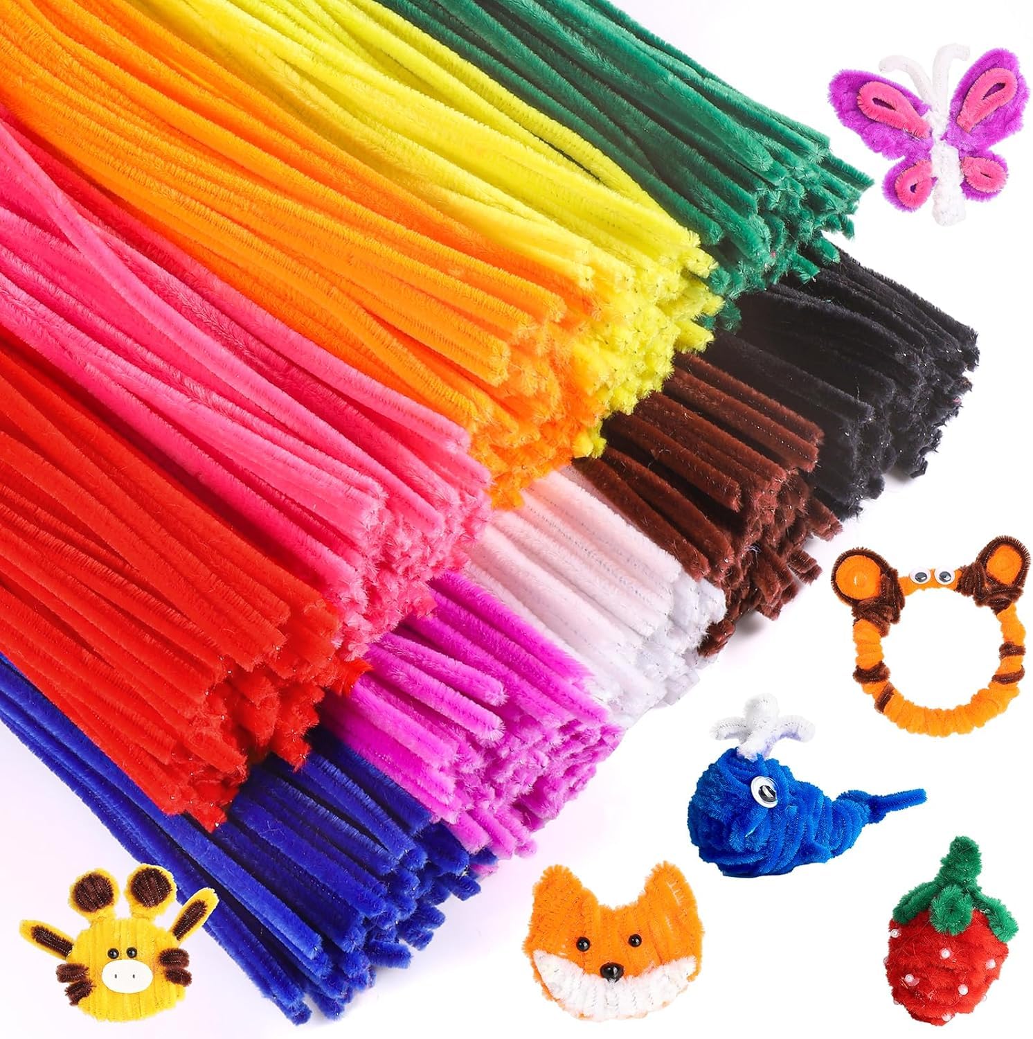 Pipe cleaner for craft flower, Pipe Cleaner for Flower Making Craft Business, DIY School Projects, Chennile Stems for Creative DIY Hobby & Decor (10 Colors, 500 Pcs Pipe Cleaners)