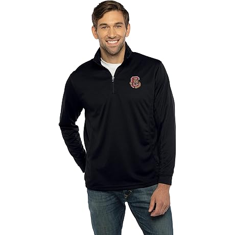 Cornell University Apparel: Men's Standard Collegiate Micro Mesh Performance Black 1/4 Zip Pullover