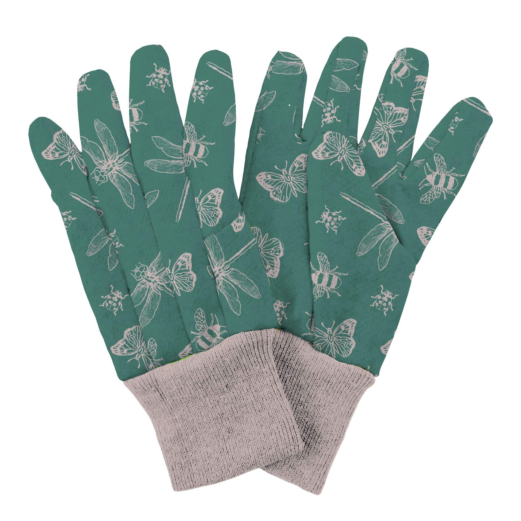 Westland Kent & Stowe Jersey Cotton Medium Gardening Gloves Flutter Bugs Triple Pack, Blue,Green,Purple,Teal - Image 2