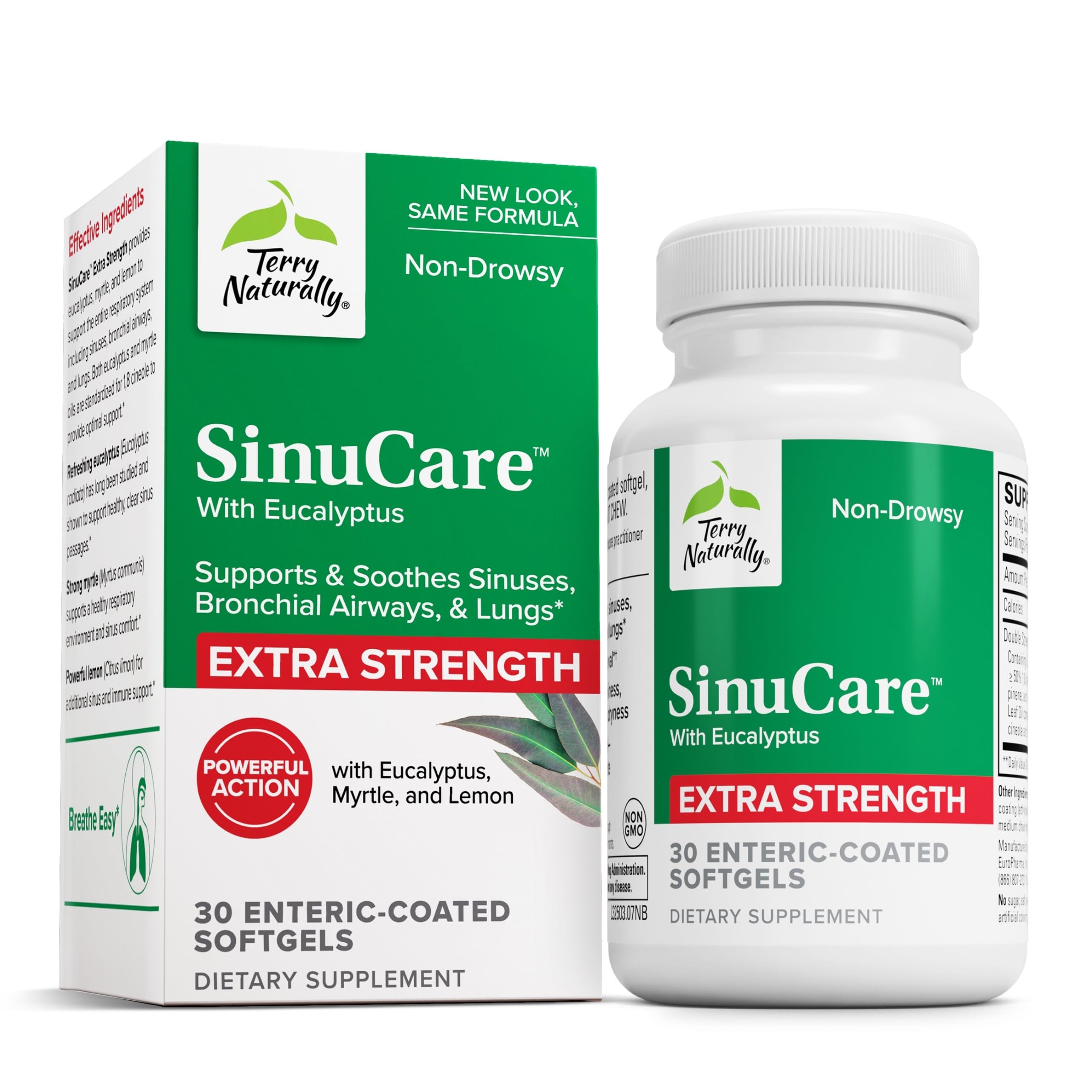 SinuCare Extra Strength - Dietary Supplement with Eucalyptus & Myrtle - Immune & Lung Health Support - Supplement Formula to Aid Sinus Health - 30 Servings