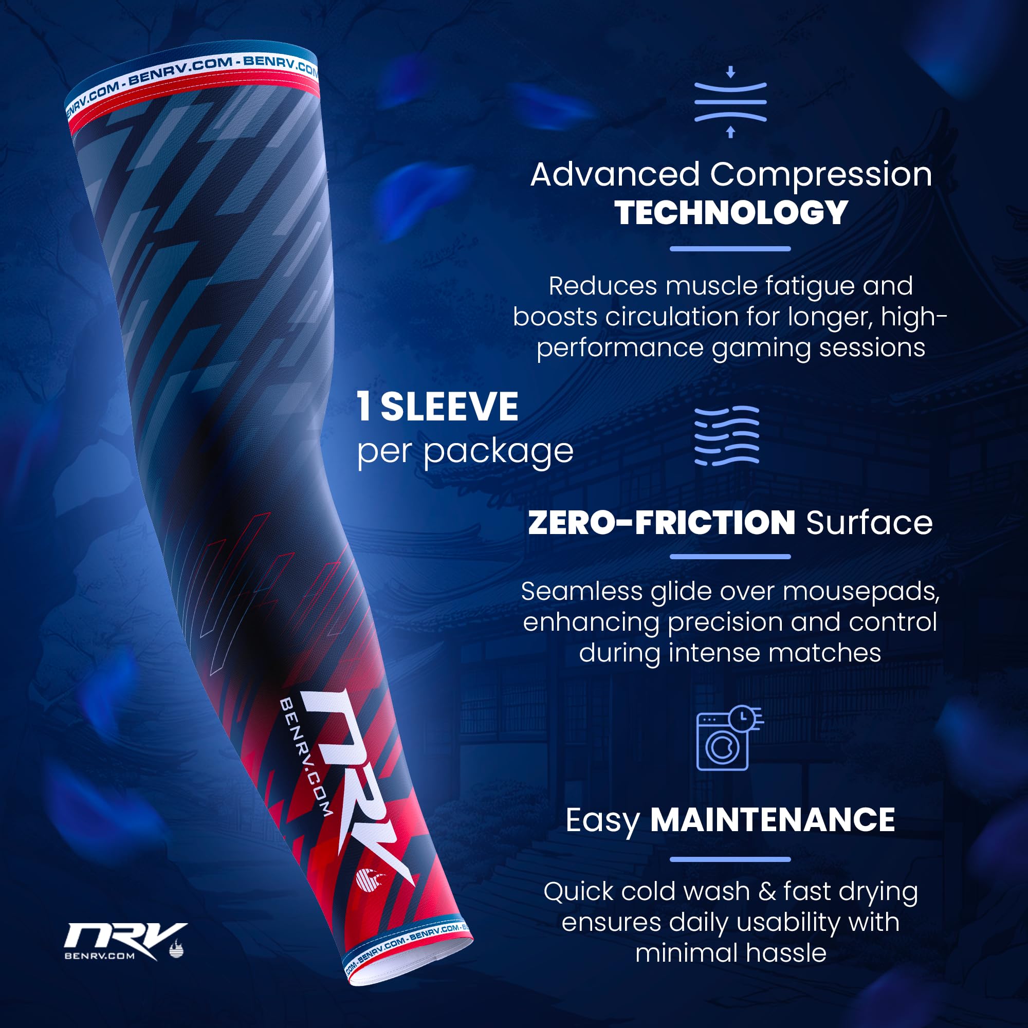 NRV Manchette de Compression Gaming - Edition France - Optimisez Votre Jeu avec Confort et Style - Conçu par des Joueurs Professionnels - Durable, Respirant et Sans Friction