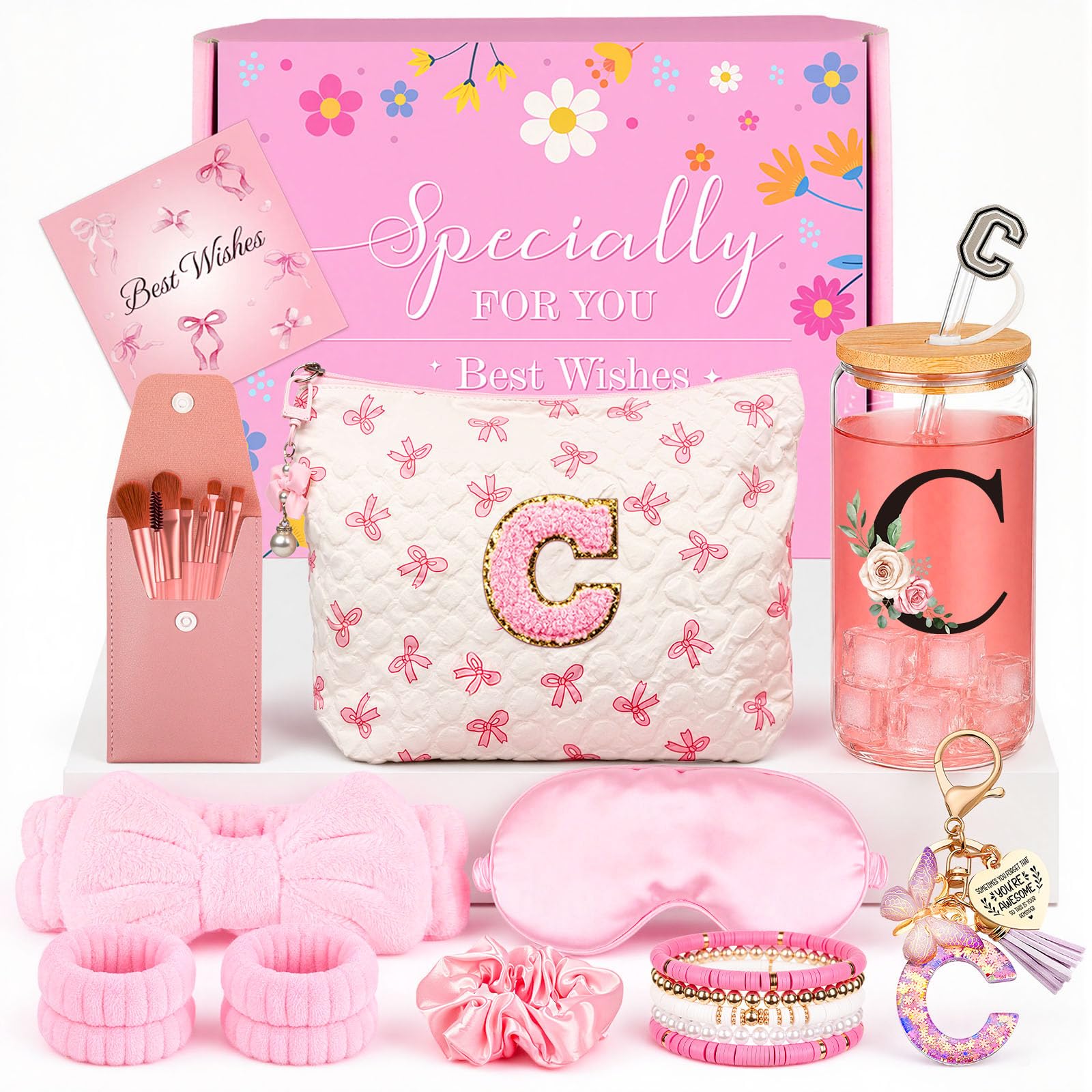 Giftota Girls Gifts,Bracelets Gifts for 9-18 Year Olds Girls Birthday Presents 9-16th Birthday Gifts for Girl Teenage Girl Gifts Set with Makeup Bag Makeup Brushes Glass Tumblers