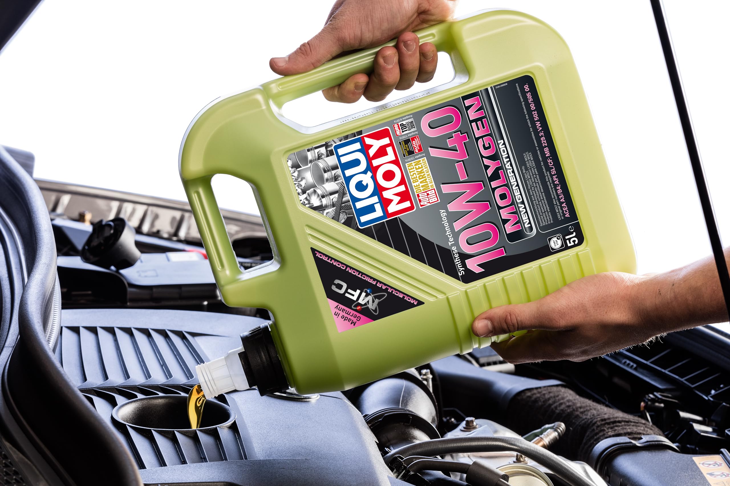 LIQUI MOLY Aceite de motor 10W-40 Molygen aceite parcialmente sintético ACEA A3/B3 ACEA A3/B4 API SL New Generation 5L Compatible con VW Polo V Hatchback 6R1, 6C1 Golf 7 Hatchback 5G1, BQ1, BE1, BE2