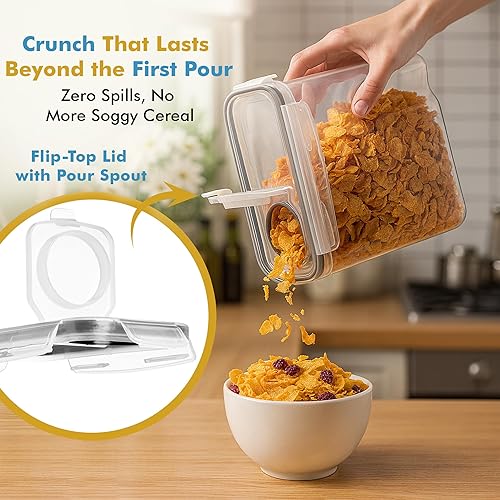 Vista 8 de Shazo Paquete de 2 recipientes pequeños herméticos para cereales con tapas, perfecto para ahorrar espacio, sin BPA, organización de despensa y Negro