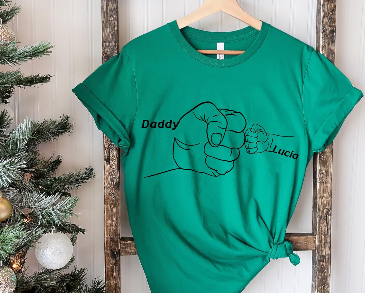 Personalized, Custom Child Fist Bump Shirt, Dad & Grandpa Shirts, Customizable Daddy Top with Kid's Name, Christmas Surprise for Dad and Husband, Unique Father 2025 Multiple Colors - Image 6