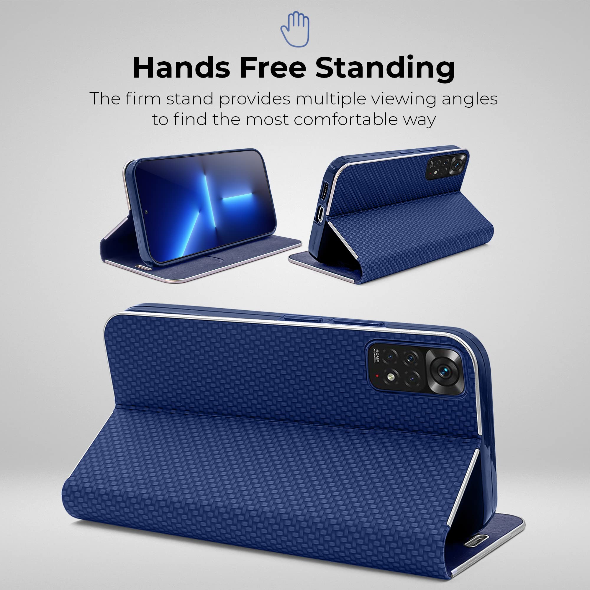 Cover In Pelle Per Xiaomi Redmi Note 11 / 11S – Portafoglio Con Slot Per Carte, Chiusura Magnetica, Viola Scuro - 3