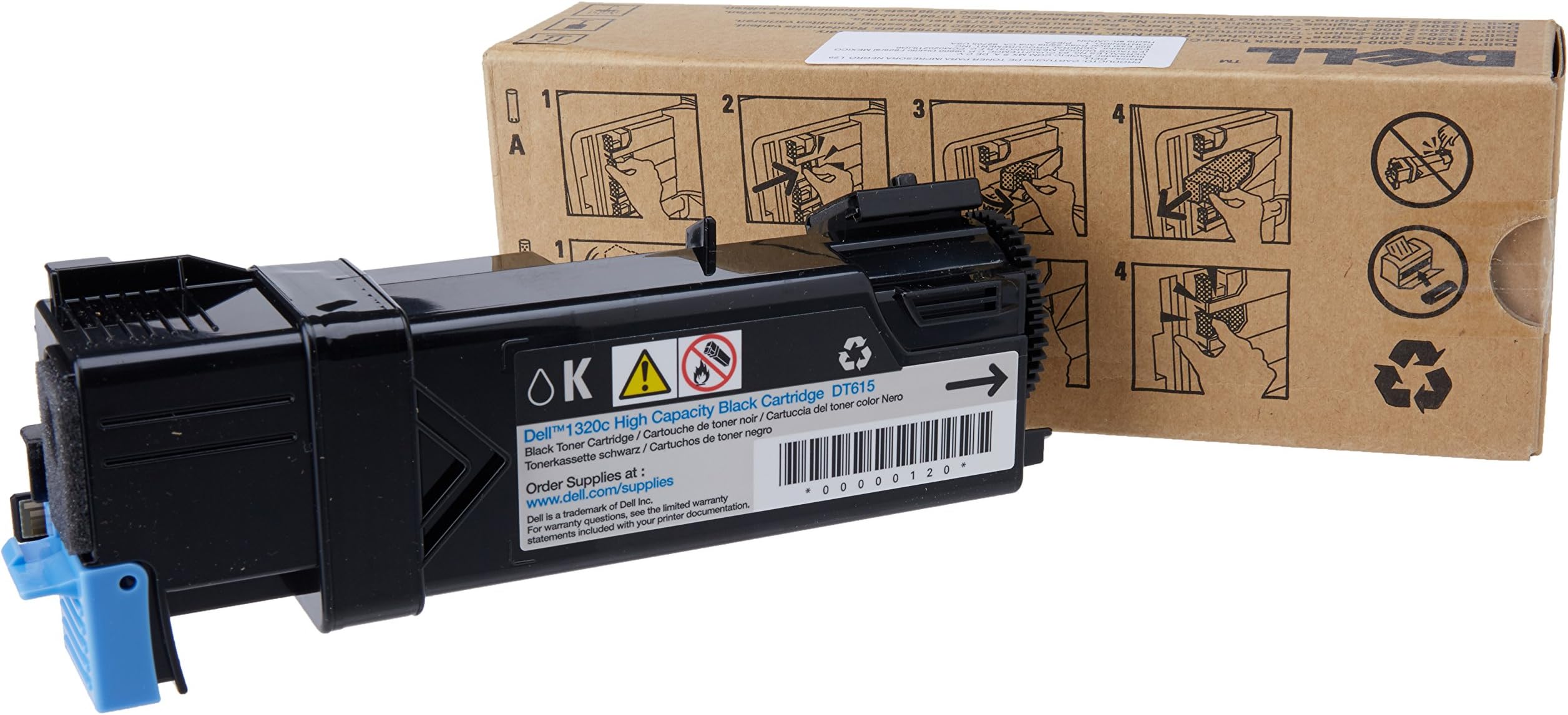 Dell DT615 Black Toner Cartridge 1320c Color Laser Printer