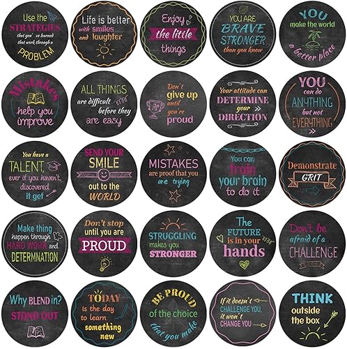 Miniatura 5 de 200 fichas de afirmación positiva, 50 refranes motivacionales, monedas de bondad impresas de doble cara para aula, suministros de oficina (estilo