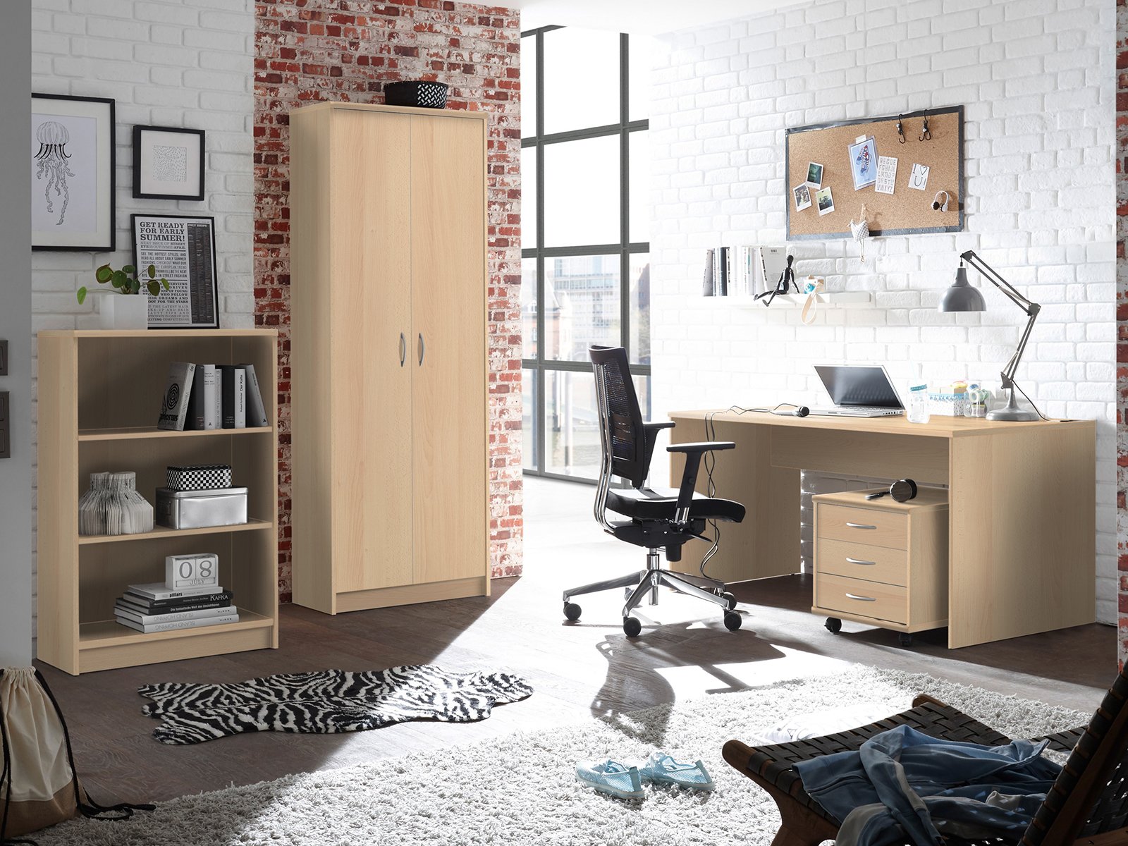 möbelando Büro-Set Bürokombi Büroeinrichtung Büromöbel Büroprogramm Olli II (4-teilig)