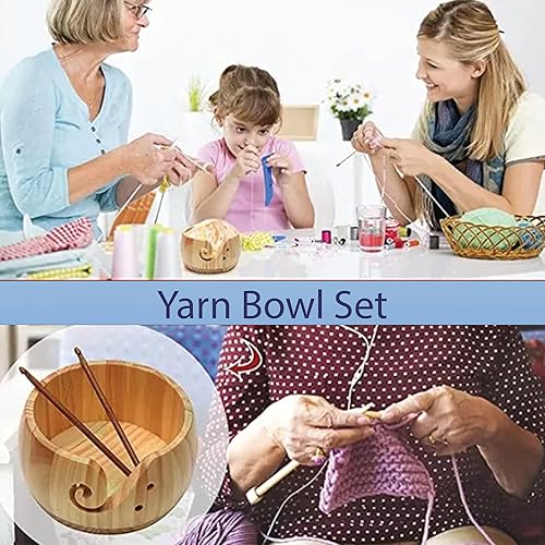 Miniatura 6 de Cuenco de madera grande personalizado con tapa para tejedores y ganchillos, soporte de bolas de hilo de madera, regalo para abuela y mamá en el día