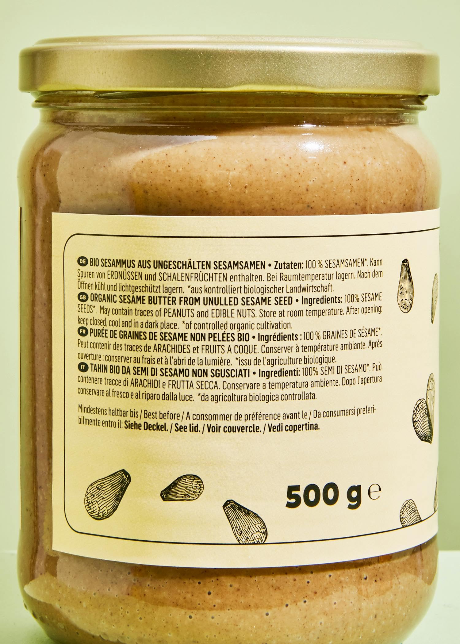 KoRo - Tahina scura bio 6 x 500 g - 100% semi di sesamo non decorticati - Ideale per hummus e salse - Extra cremosa - Senza additivi