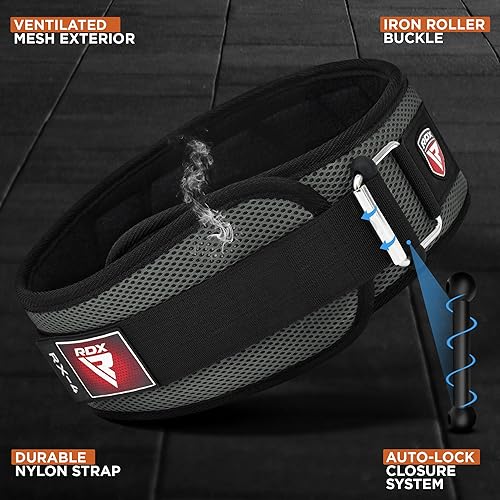 Miniatura 3 de RDX Cinturón de levantamiento de pesas, soporte lumbar acolchado curvado para la espalda, fitness, entrenamiento de ejercicio, culturismo,