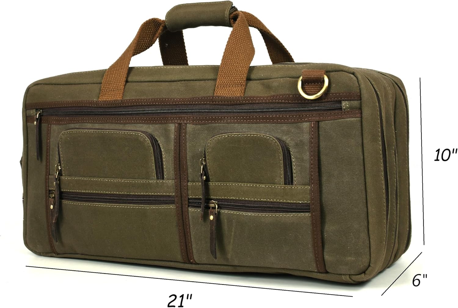 Tolredo Waxed Canvas Chef Knife Bag Holds 20 Knives PLUS Steel Meat Cleaver Large Storage Compartment Durable Professional Water Resistant Knife Carrier (Olive Green)