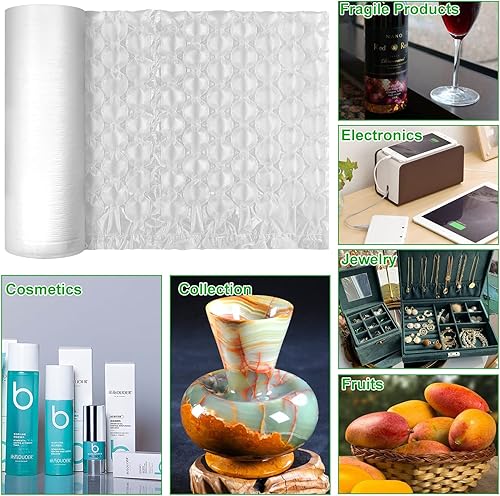 Miniatura 8 de RHBLME Rollo de envoltura de envío de burbujas móviles de 15.8 pulgadas de ancho x 984 pies de largo, cojín de aire de 984.3 ft de largo, embalaje