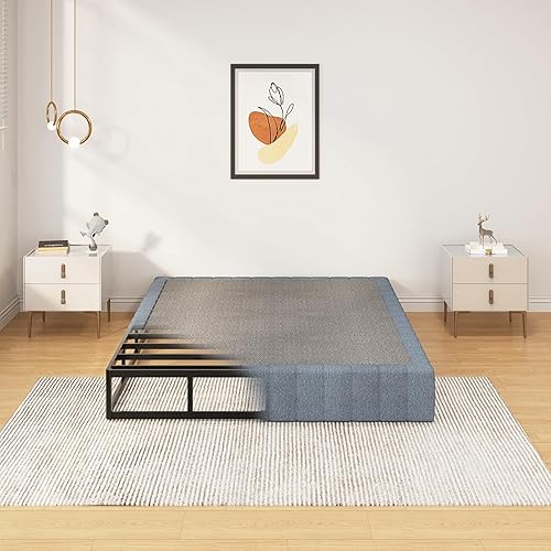 Vista 10 de Box Spring Full - Muelles de metal resistentes de perfil bajo de 3 pulgadas para cama matrimonial, base de colchón, fácil montaje, cubierta fácil