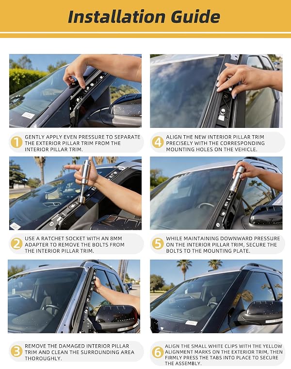 Flecto A-Pillar Molding Trim Outer & Inner Bracket Front Left Driver Side Compatible with Ford Explorer 2011-2019, Replaces 926-450 BB5Z-7803136-AB by Flecto - Used condition - Image 6