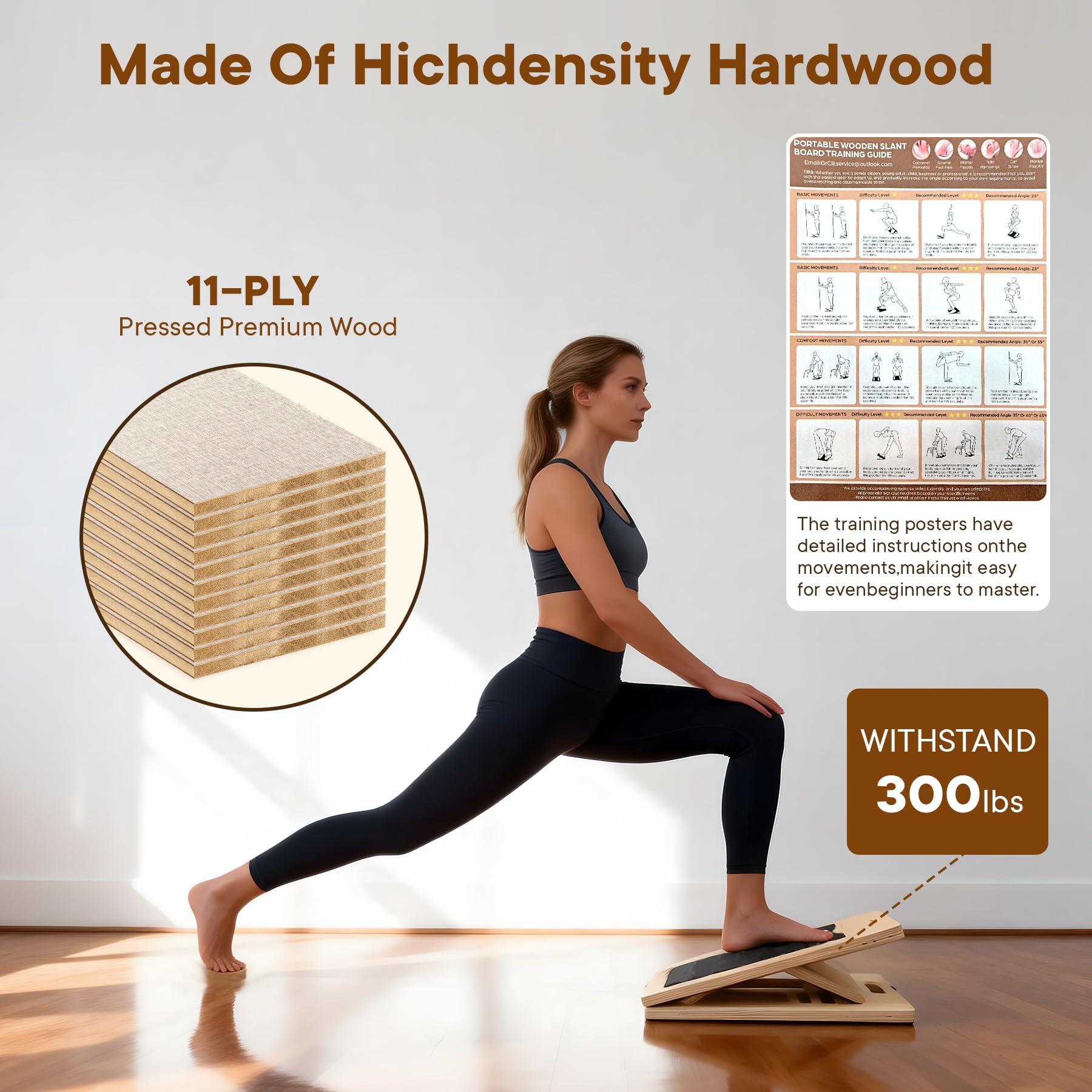 Slant Board for Calf Stretching with Resistance Bands 2-in-1 Wooden Balance Board - Image 4