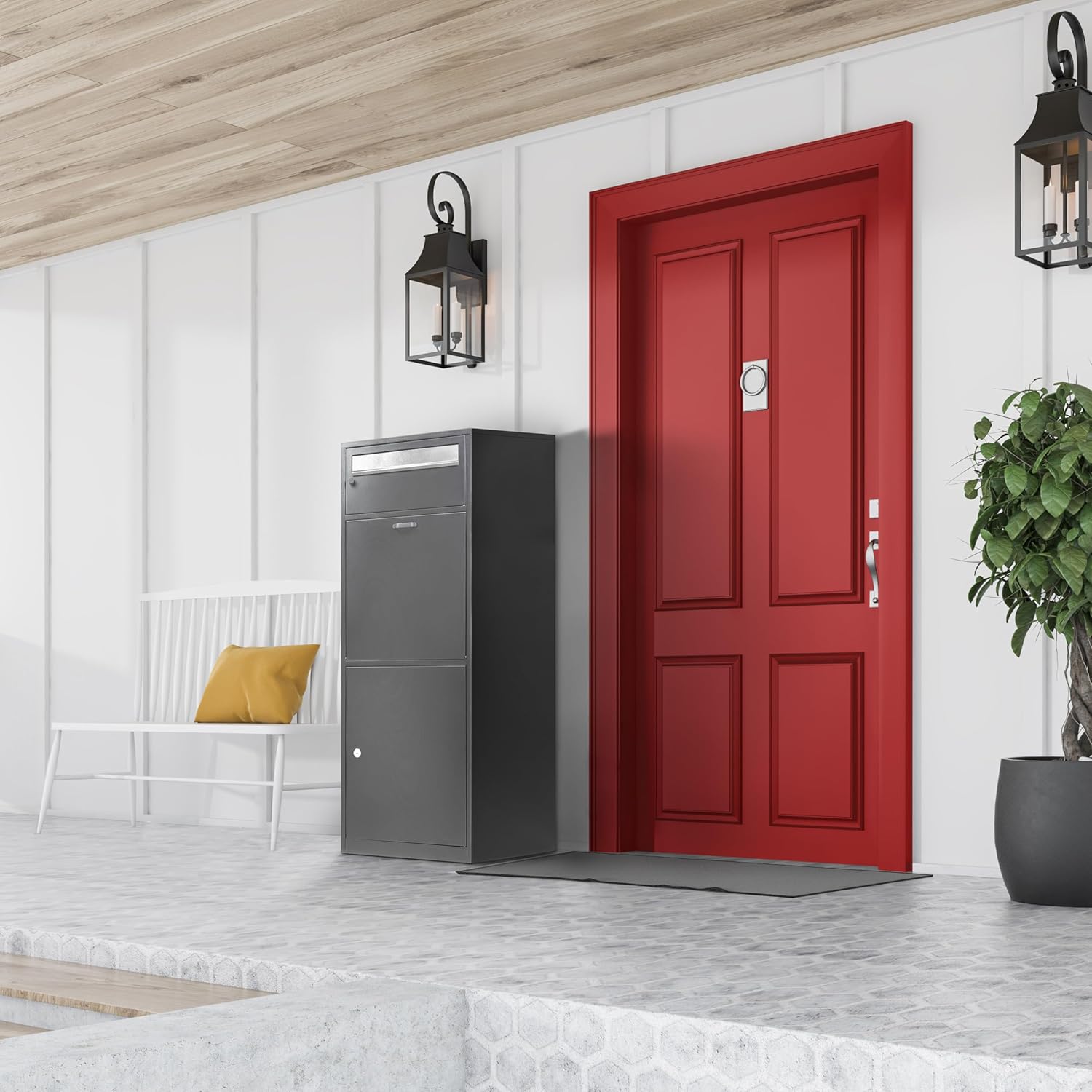 Barska Large Package Delivery Parcel Mail Steel Drop Box for Porch with Advanced Push Lock, Mail Slot & Anti-Theft Drop Slot - Image 5