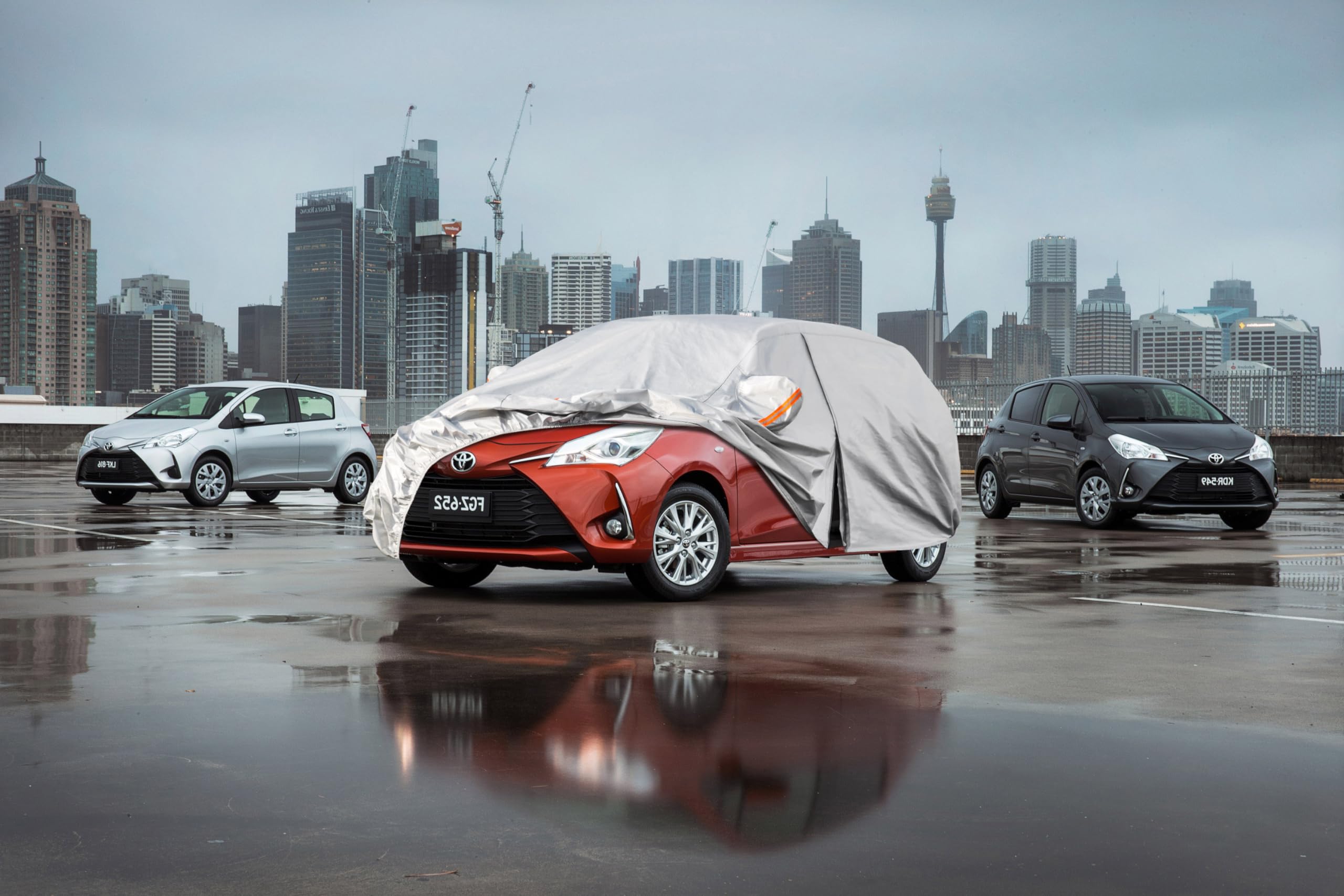 Kayme Funda Coche Exterior, Compatibles con Toyota Yaris (1999-2025), Cubierta para Coche Impermeable Transpirable Anti-UV Antipolvo de 6 Capas, Cubre Coche con Cremallera y Forro de Algodón. — view 7
