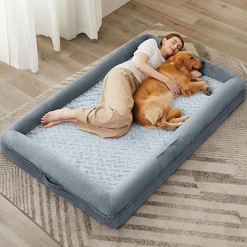 WNPETHOME Cama humana para perros adultos, sofá lavable para perros con funda impermeable extraíble, sofá cama grande ortopédica para mascotas con