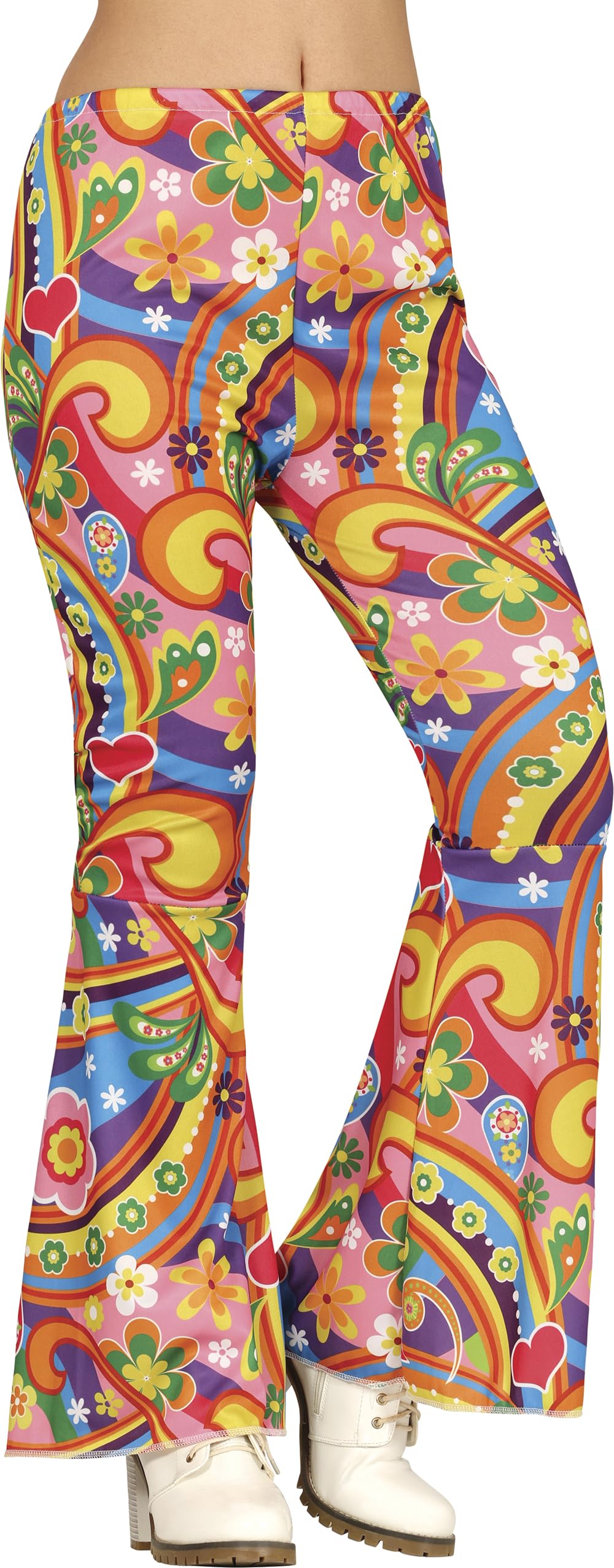 FIESTAS GUIRCA | Multicolour Hippie Trousers (14-16/L) - Fancy Dress Accessory for Adult Women - Ideal for 60s Parties and Carnival - Retro and Psychedelic Style - Multicolour