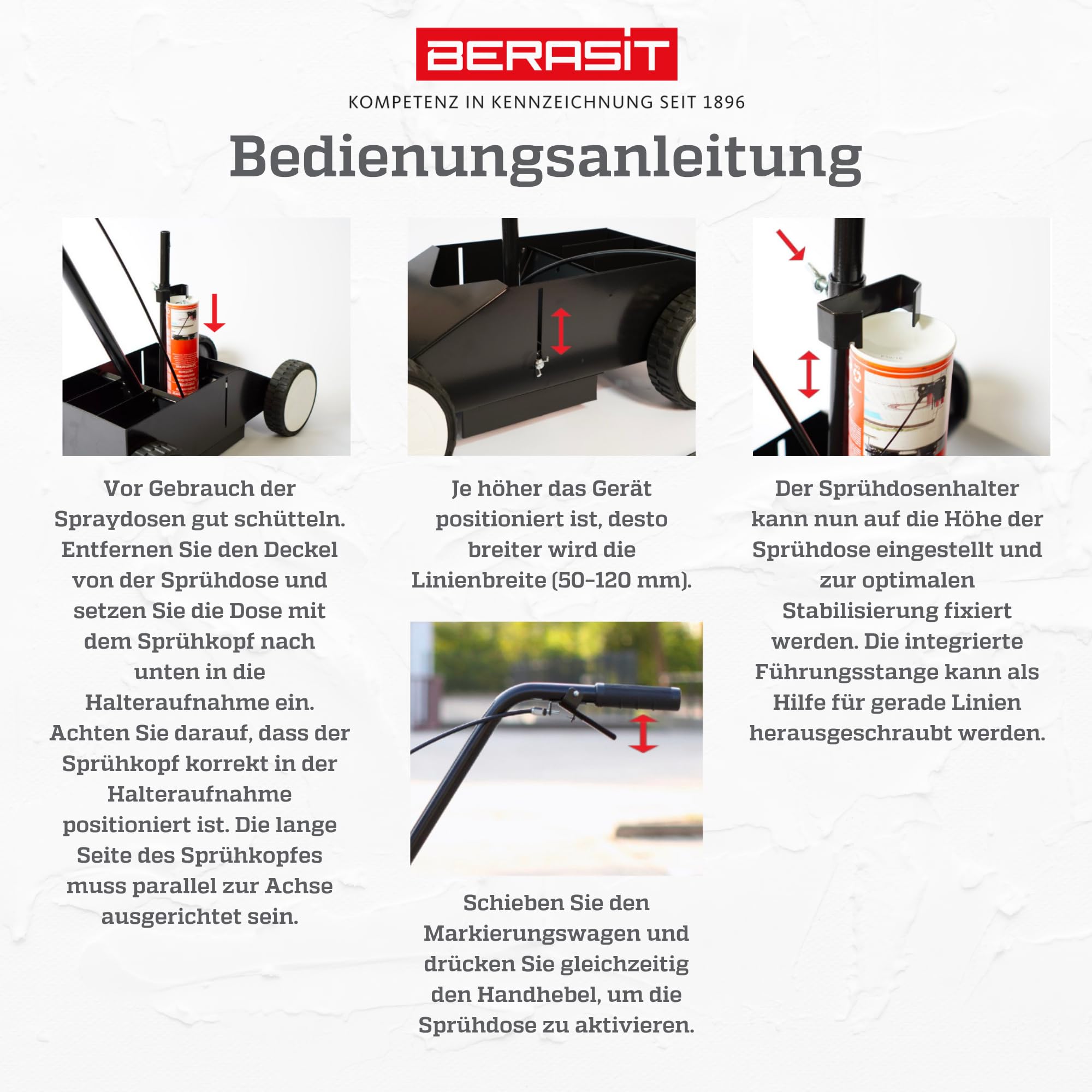 Markierungswagen BASIC, Linien-Markiergerät für eine professionelle Bodenmarkierung, geeignet für Markierungssprays, Inhalt: 1 Stück