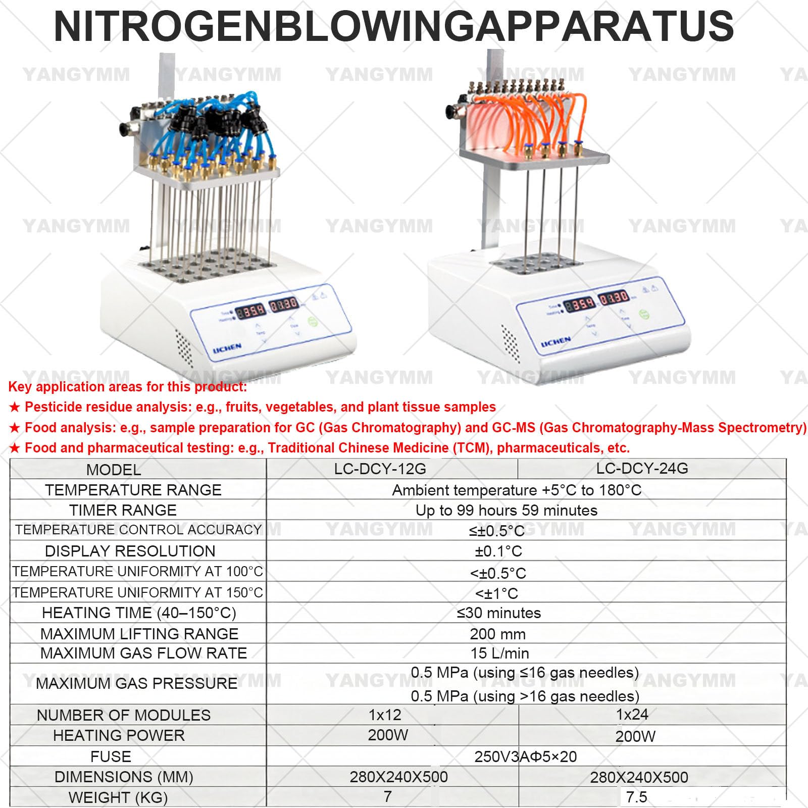 Concentrador De Muestras De Nitrógeno (Sistema Seco) – Unidad de Soplado De Nitrógeno Seco (12/24 Ranuras) 24Módulos | Instrumento de laboratorio de purga de nitrógeno de altura ajustable, con pantalla LCD