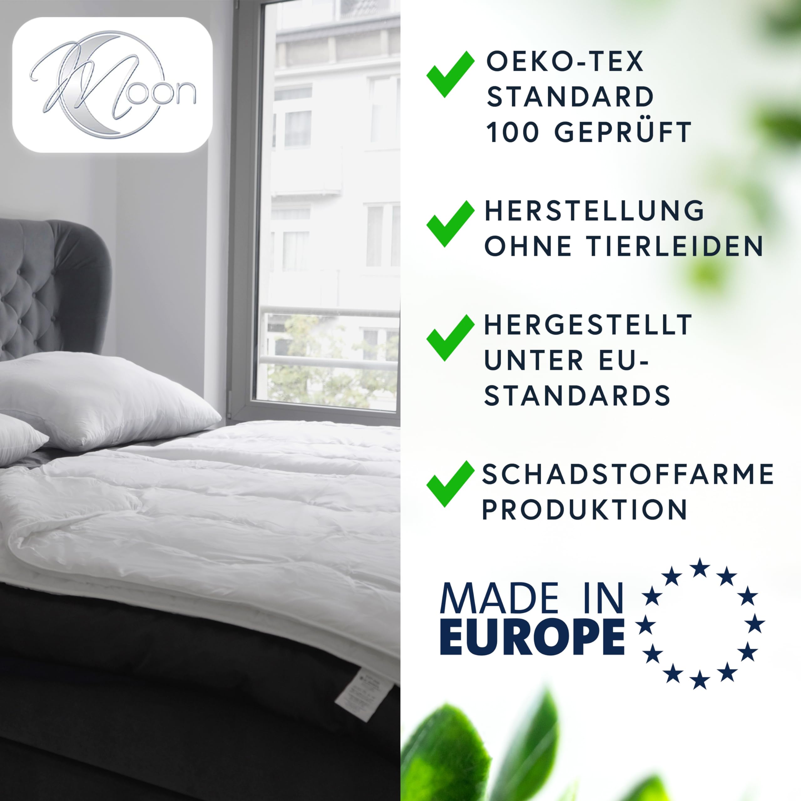 Moon 2er Pack Bettenset Ganzjahresdecke Steppbettdecke 135 x 200 cm Set inkl. Kopfkissen 80 x 80 cm 100% Polyester