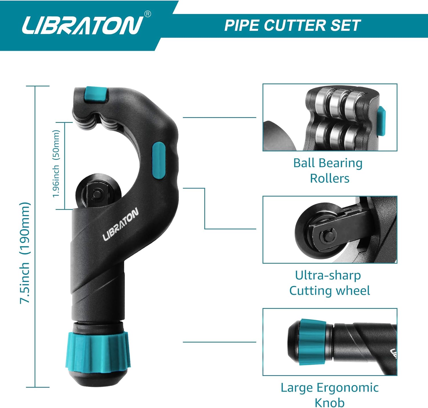 Libraton Copper Cutter, Tubing Cutter with Deburring Tool Heavy Duty Mini Pipe Cutter for Copper Pipe, Aluminum Pipe, Thin Stainless Steel Pipe