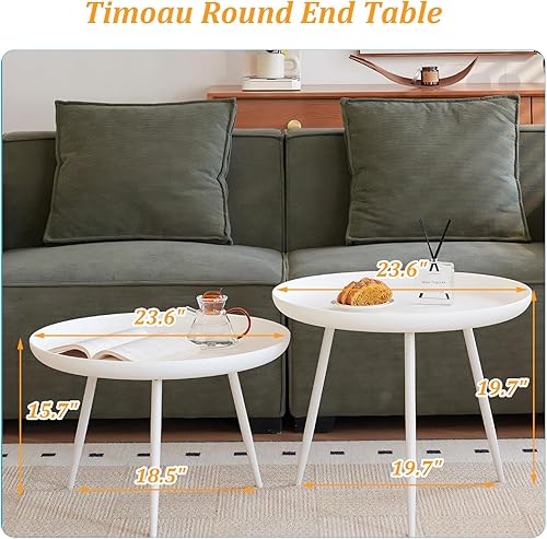 Miniatura 2 de Mesa auxiliar redonda pequeña, mesa auxiliar para sala de estar, dormitorio, oficina, espacios pequeños, fácil montaje, color negro