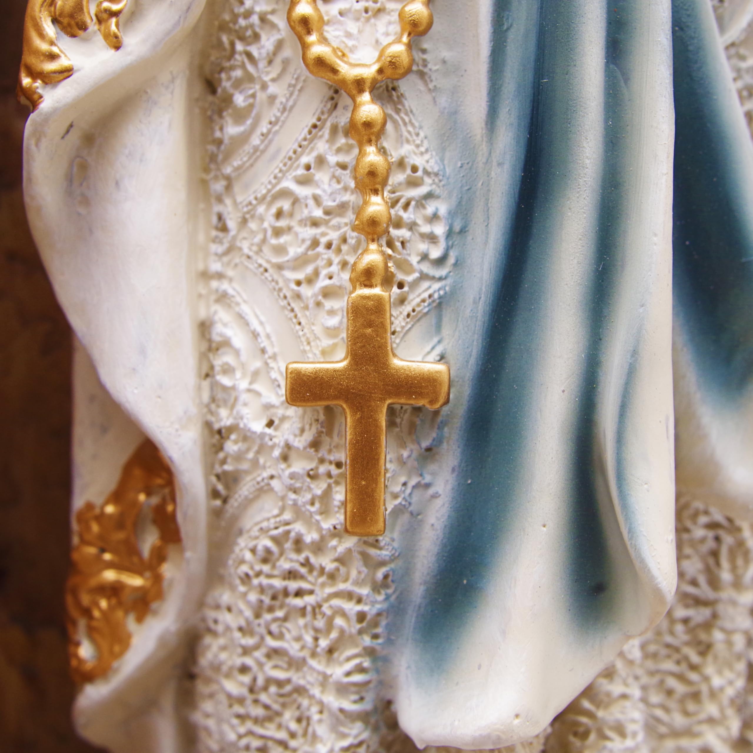 MeritMode Figurines de collection de la Vierge Marie – Notre Dame de Lourdes en forme de grotte, fabriquées à la main en résine, cadeaux religieux pour toutes les religions, 31,8 cm de hauteur