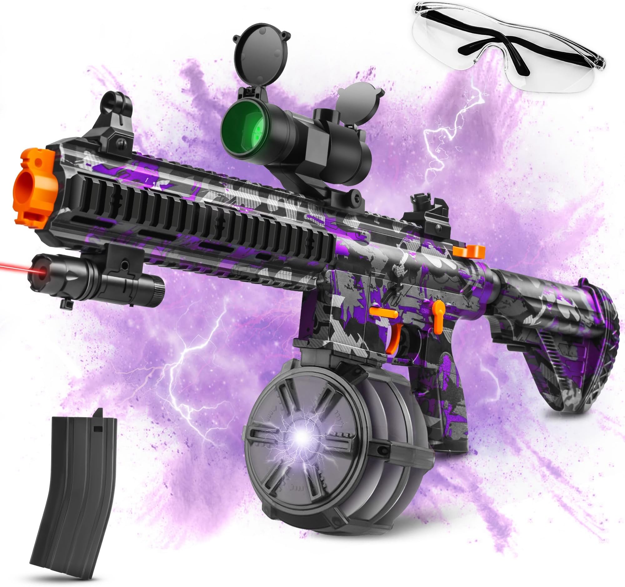 Large Gel Splatter Blaster for Orbeez with Goggles Suitable for Backyard Fun and Outdoor Team Shooting Games, Over 18+,Black Purple