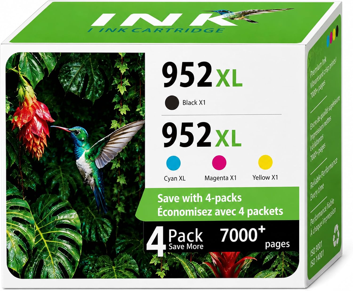 952XL Ink Cartridges Combo Pack for HP 952 XL, Work with OfficeJet 8702 OfficeJet Pro 8710 7740 8720 8702 8210 7720 8715 8730 8740 8216 Printer (Black, Cyan, Magenta, Yellow,4 Pack)
