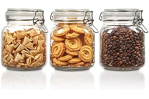3 Pack Glass Storage Jars for Kitchen Essentials