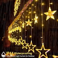 Bigzom LED Csillag Fényfüggöny 138 LED-del - 2,4x1m Meleg Fehér Világítás 8 Fénymóddal - Vízálló Karácsonyi Dekoráció Ablakra, Falra, Beltér 6