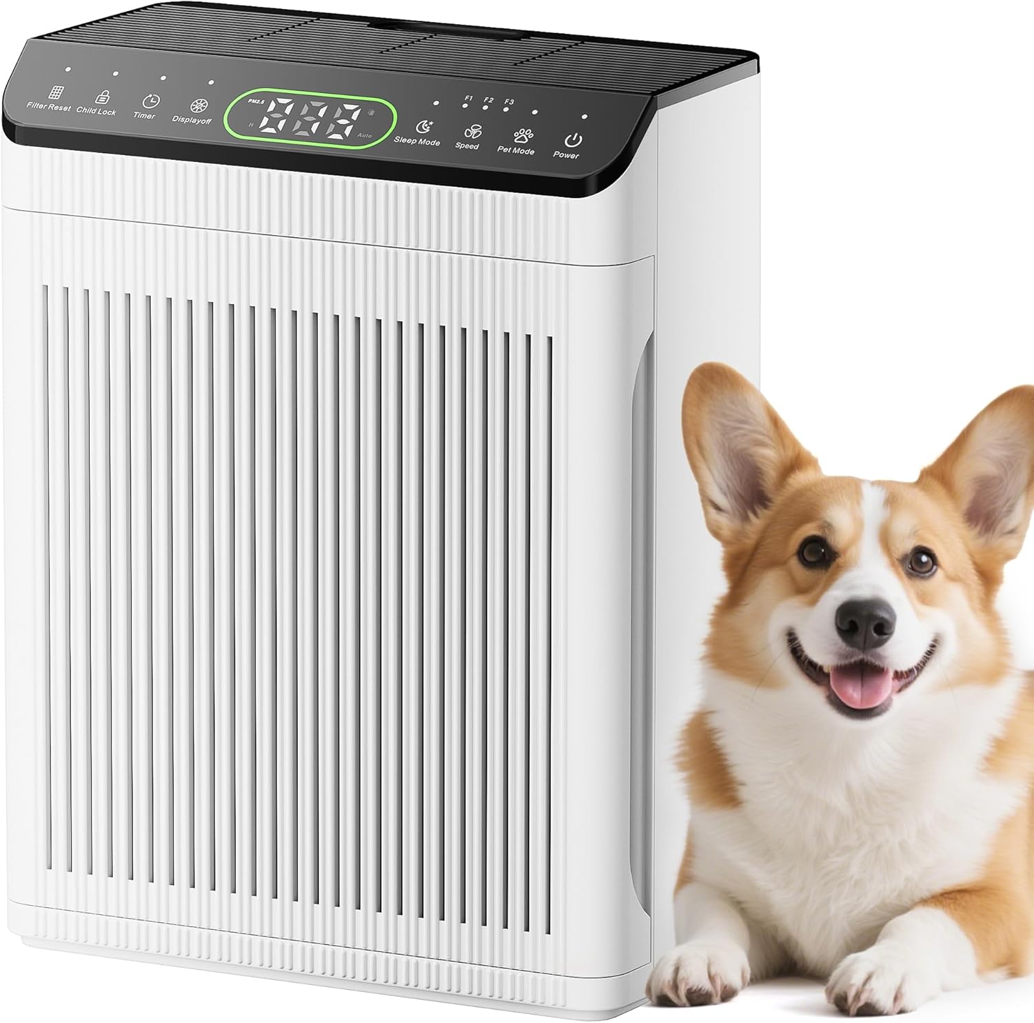 Air Purifiers for Home Large Room up to 2200sq.ft with Washable Filters, EVALIT Air Purifier for Bedroom with Fragrance, PM 2.5 Display Air Quality Sensor for Smoke Dust Odors, White, 1Pack+3Modes