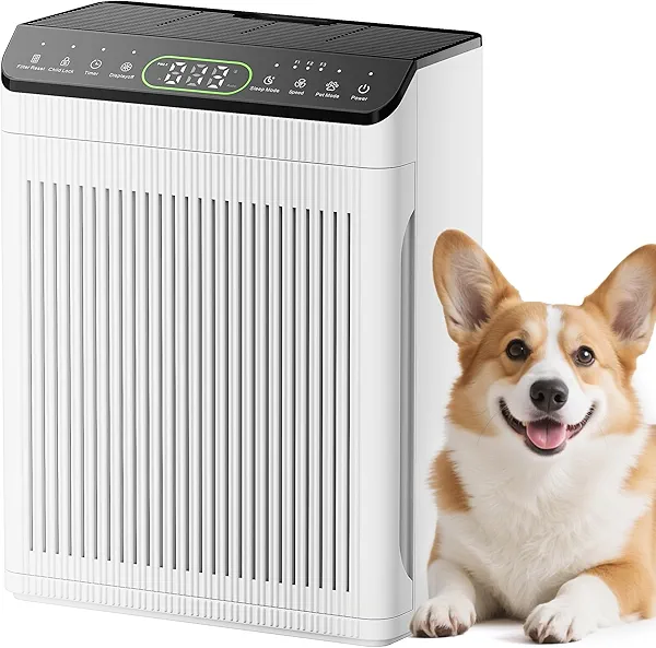 Air Purifiers for Home Large Room up to 2200sq.ft with Washable Filters, EVALIT Air Purifier for Bedroom with Fragrance, PM 2.5 Display Air Quality Sensor for Smoke Dust Odors, White, 1Pack+
