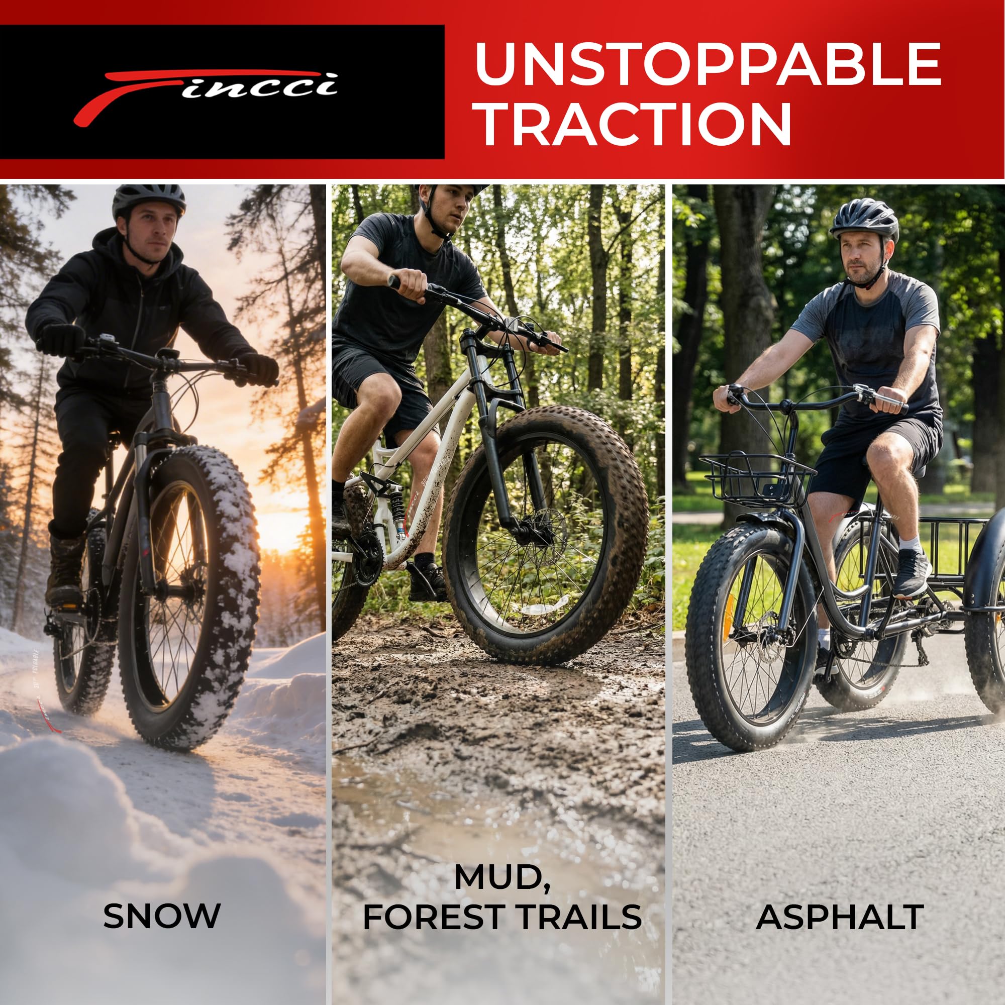 Fincci Pneus 26x4.00 Pouces - Paire Pneus Fat Bike Con 2X Chambres à Air de Valve Schrader 100-559, pour VTT, Vélos des neiges, Plage, Pable et Routes Poussiéreuses - Un Paquet de 2