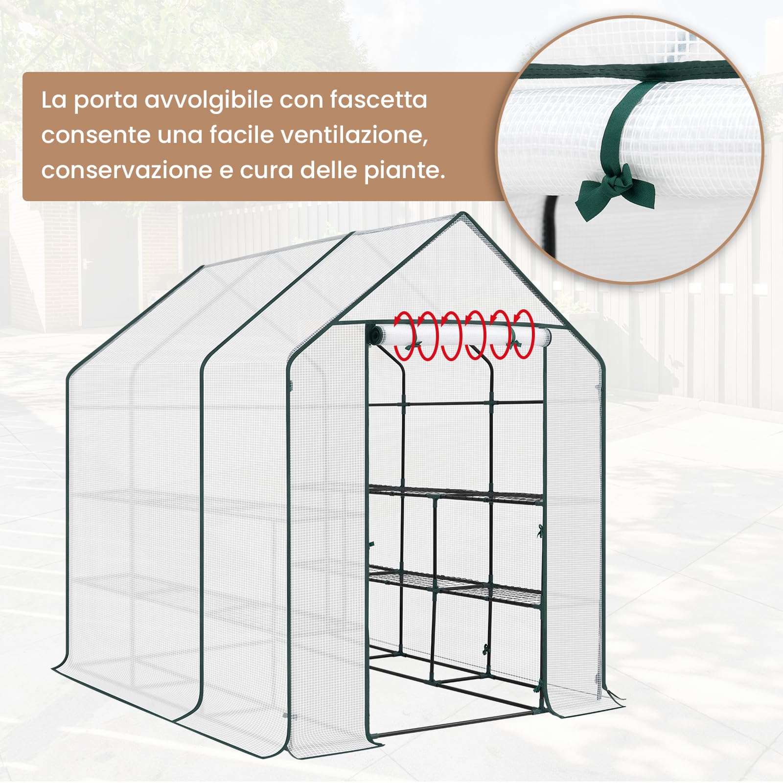 WOLTU Serra da Giardino con Telo in PE Vivaio per Piante Fiori da Balcone e Terrazzo Bianco