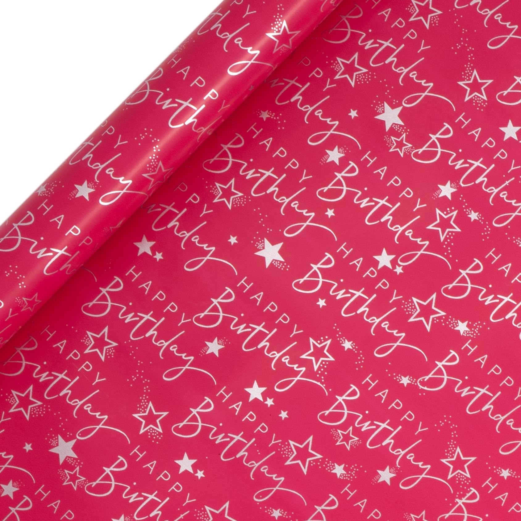 Glick Roll Wrap, Happy Birthday Script Pink, Wrapping Paper 4 metres x 70 cms, Pink Birthday Paper