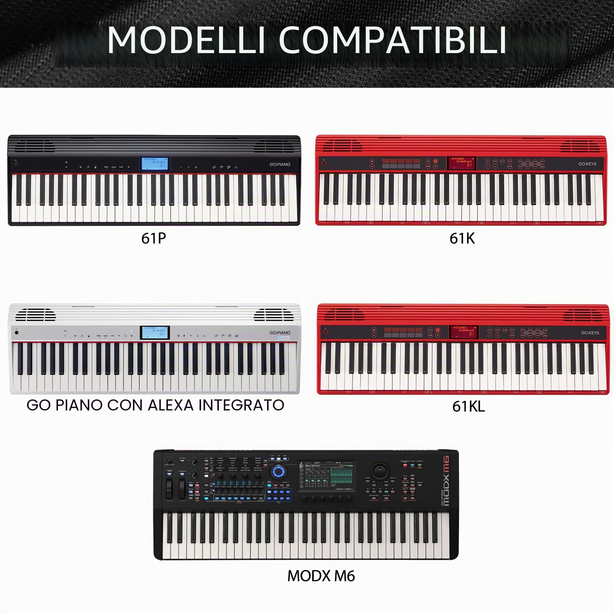 Musiin Copertura antipolvere per tastiera pianoforte a 61 tasti, compatibile con Novation LAUNCHKEY 61 MK4, Roland 61K, 61P, Arturia KeyLab 61 Mk3, Mk2, 61 Essential Mk3, design con protezione