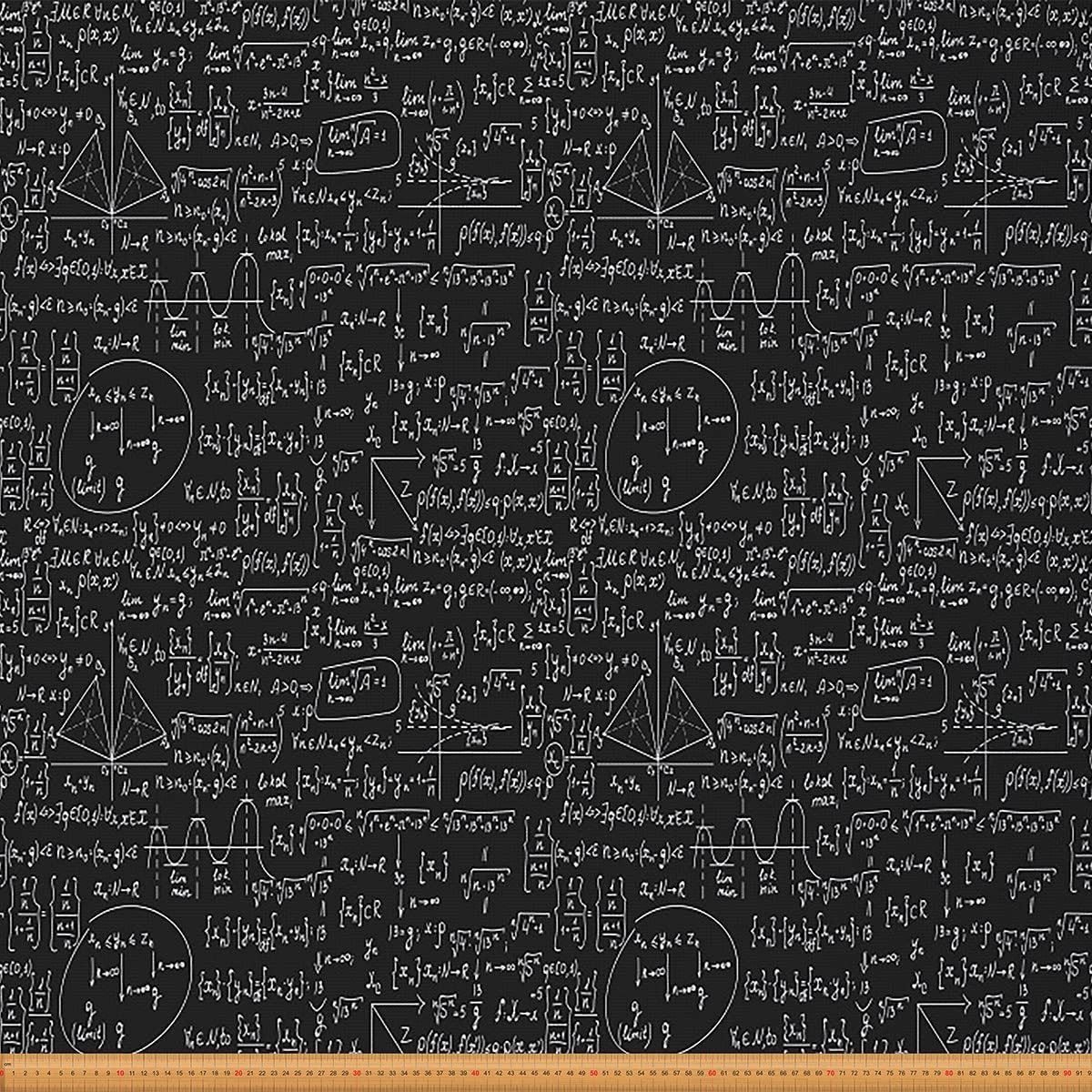 Math Theme Upholstery Fabric Mathematics Formula Fabric by The Yard School Subject Decorative Fabric for Upholstery and Home DIY Projects Outdoor Fabric 10 Yards,(L920*W150cm) Black White — image 1