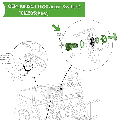 Miniatura 9 de 10L0L Interruptor de llave de encendido de 12 voltios para Club Car DS, Limo, Turf, Carryall 1 y 2 1996 en adelante carrito de golf de gas, OEM
