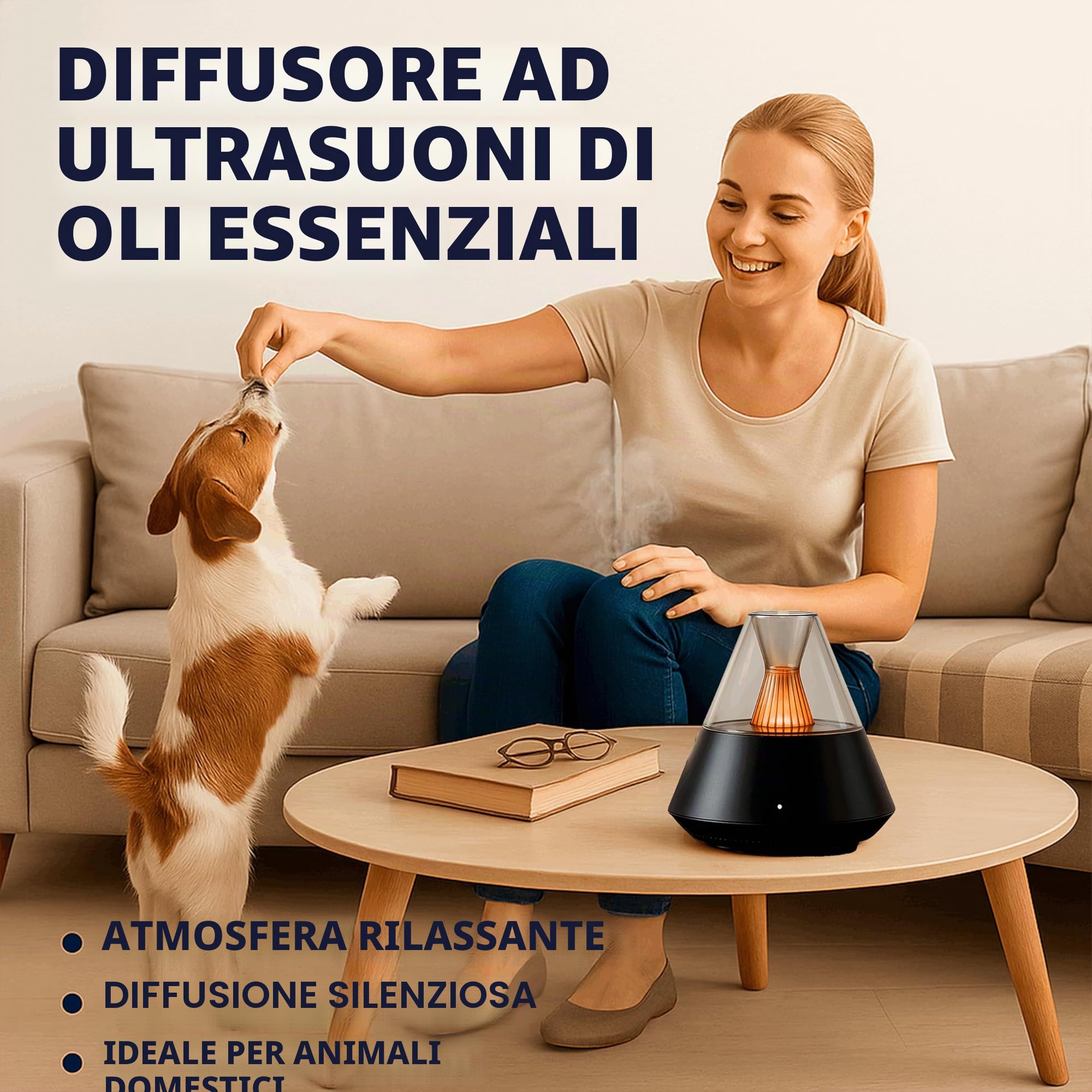 ALMA® Diffusore & Umidificatore per aromaterapia a lampada a lume di candela, diffusore di oli essenziali, 150 ml, umidificatore ad ultrasuoni a nebbia (Black)