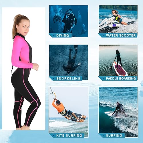 Miniatura 6 de REALON Traje de neopreno para hombre y mujer, traje de baño húmedo de 0.118in de cuerpo completo de manga larga para buceo, natación, surf, adultos
